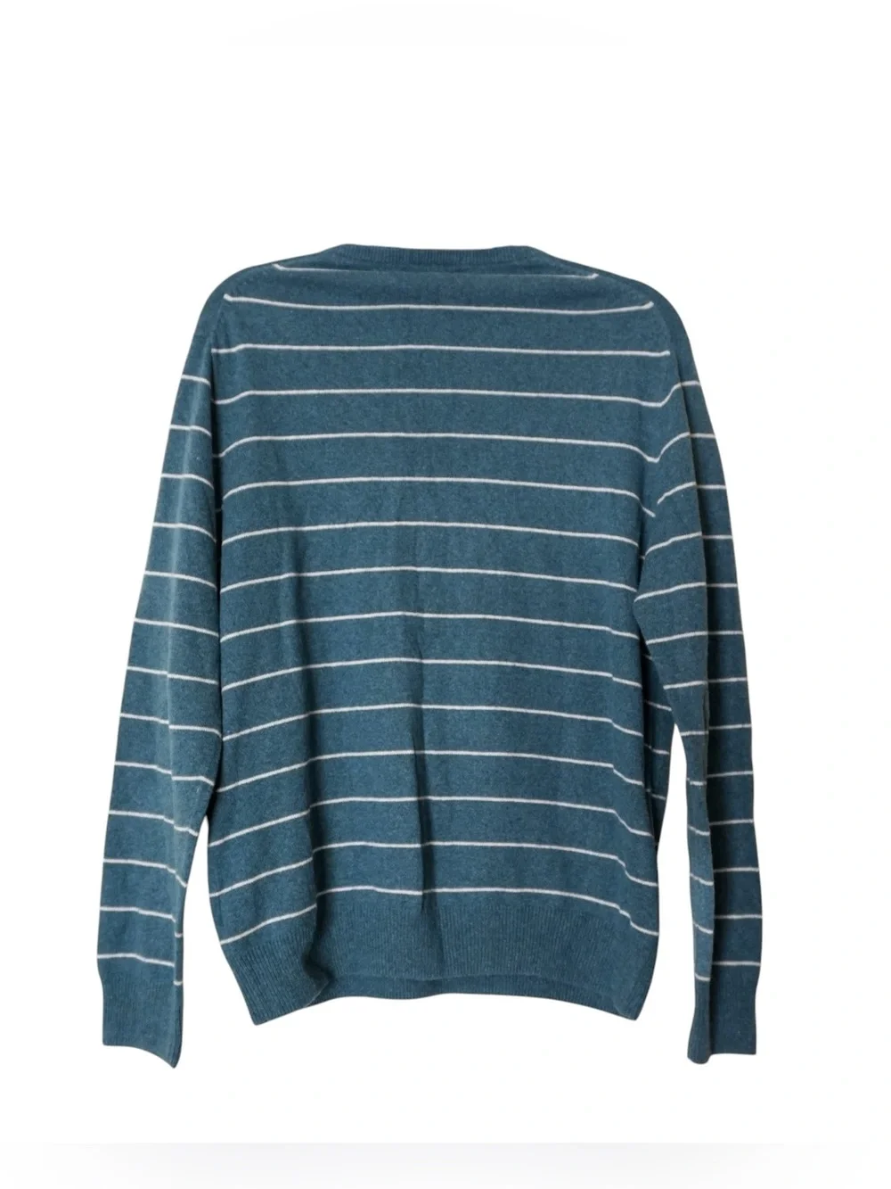 J. Crew Cashmere Cotton Blend Blue White Stripe Sweater Pullover